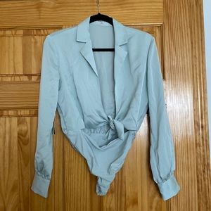 Aritzia Babaton mint green one piece tie XS dress shirt